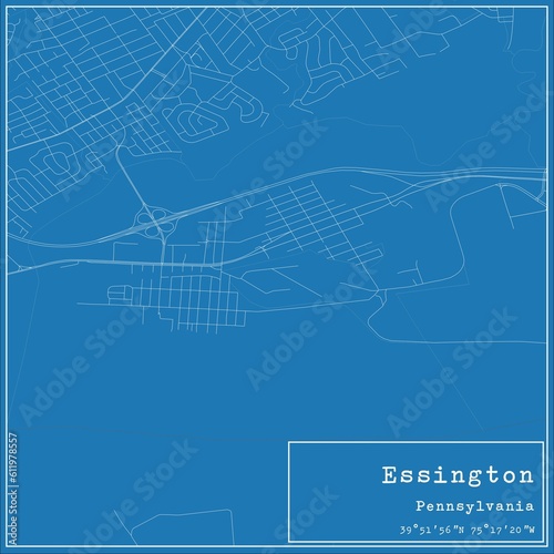Blueprint US city map of Essington, Pennsylvania.