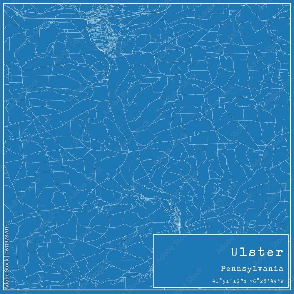 Blueprint US city map of Ulster, Pennsylvania. Blueprint US city map of Ulster, Pennsylvania.