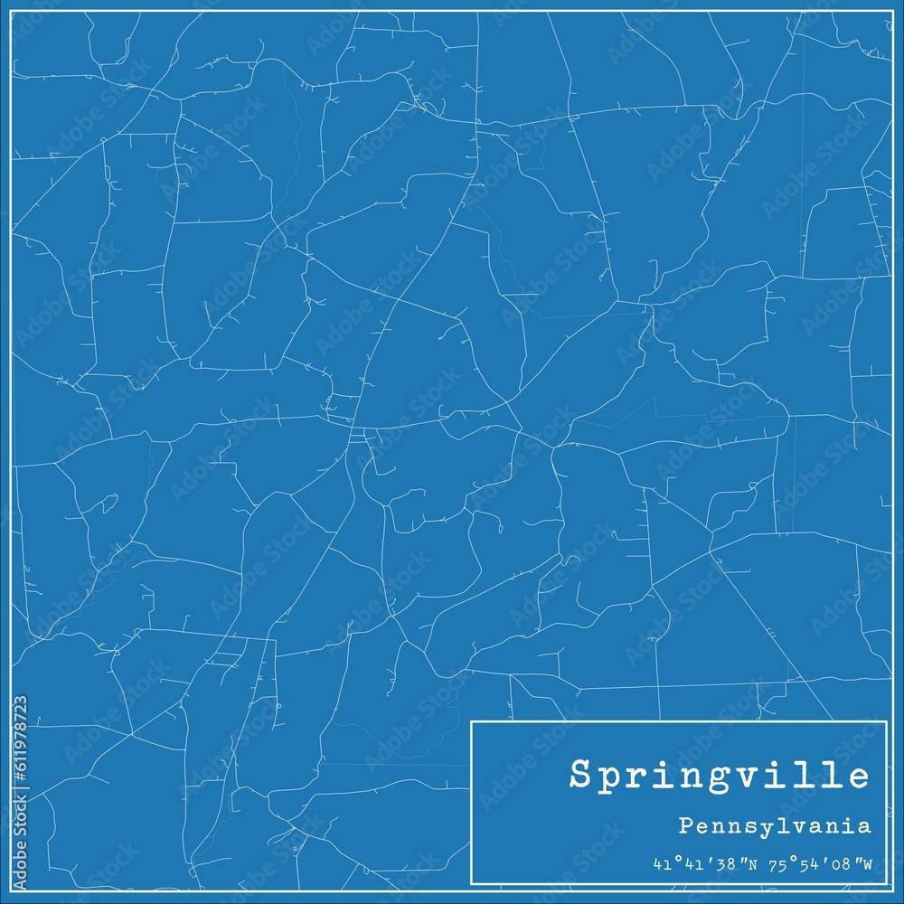 Blueprint US city map of Springville, Pennsylvania.