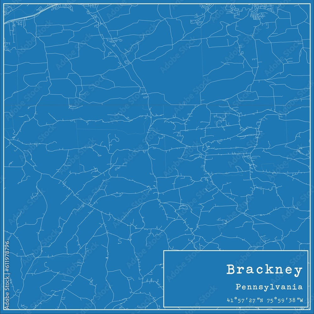 Fototapeta mapa świata dla dzieci Blueprint US city map of Brackney