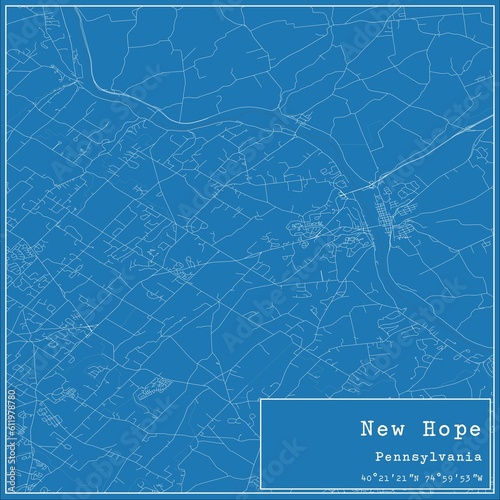 Obraz na płótnie Blueprint US city map of New Hope, Pennsylvania. w salonie
