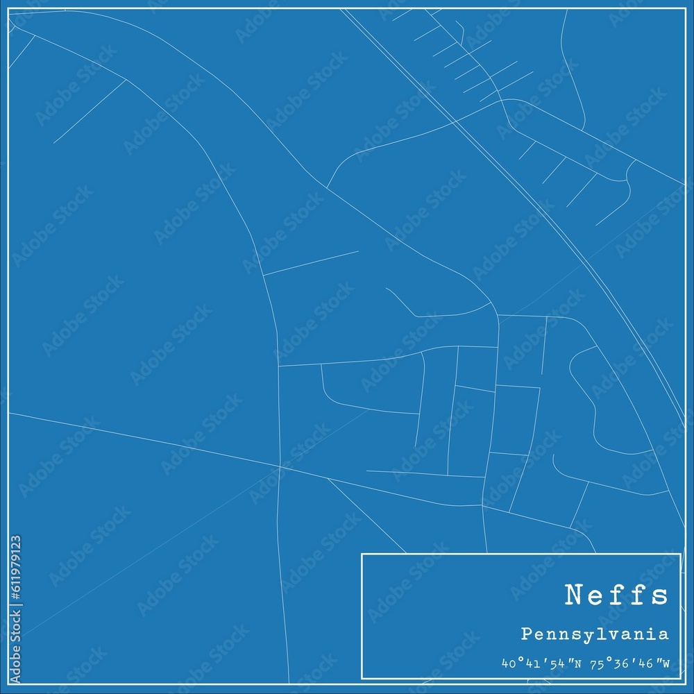 Blueprint US city map of Neffs, Pennsylvania.