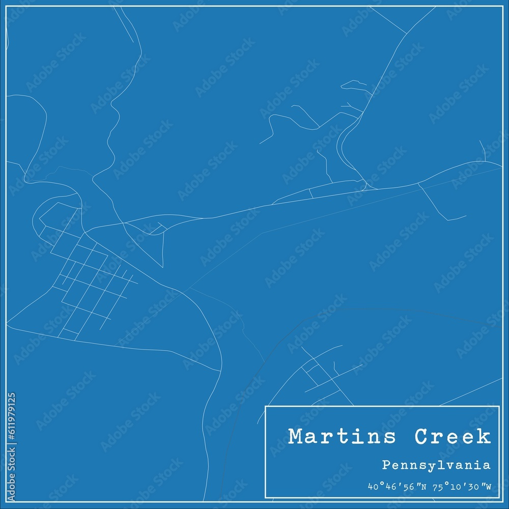 Blueprint US city map of Martins Creek, Pennsylvania. Blueprint US city map of Martins Creek, Pennsylvania.