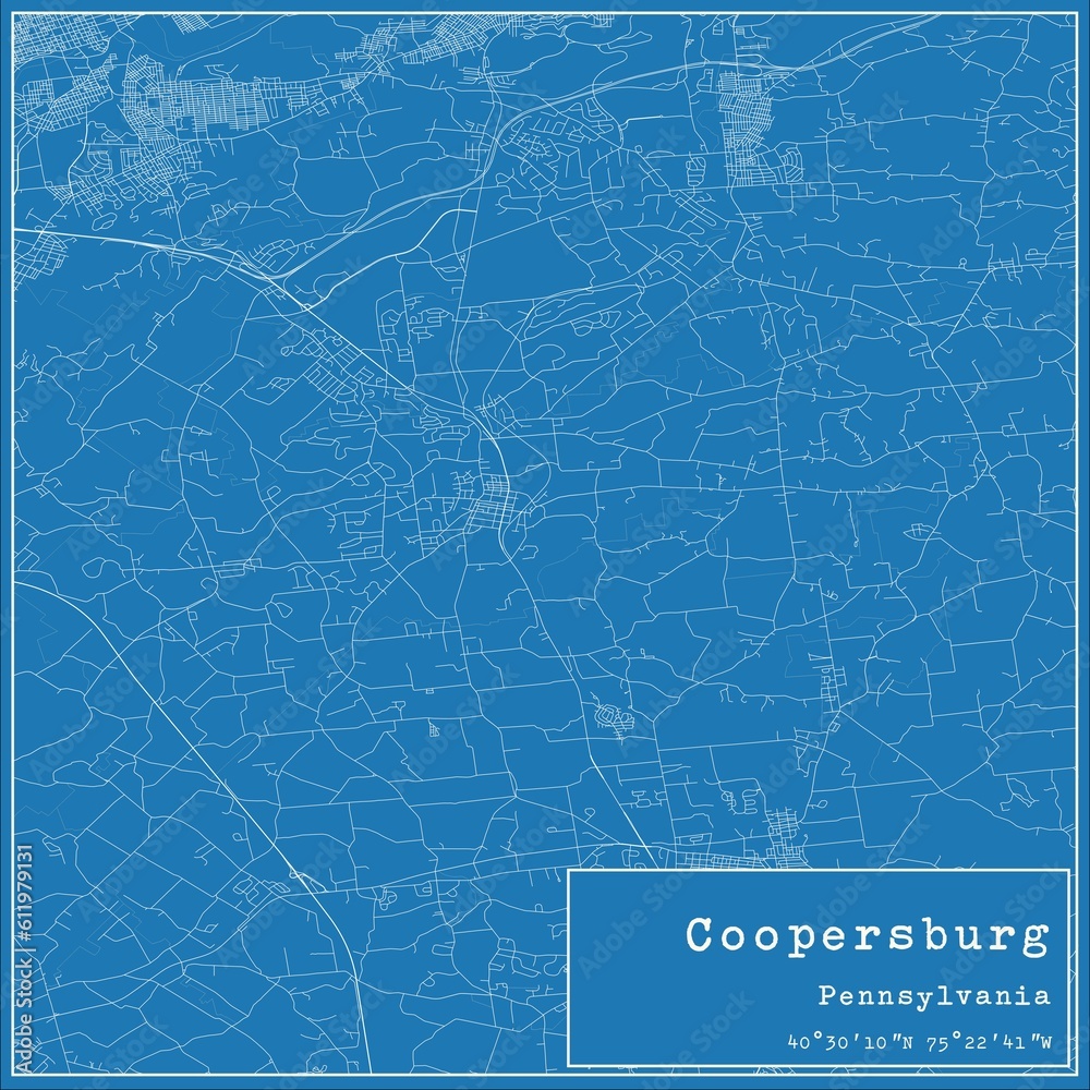 Blueprint US city map of Coopersburg, Pennsylvania.