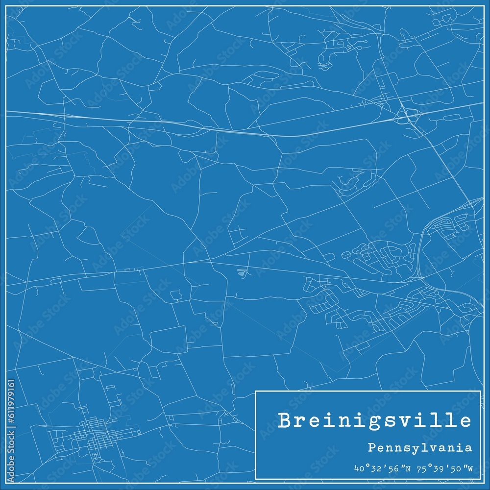 Blueprint US city map of Breinigsville, Pennsylvania.