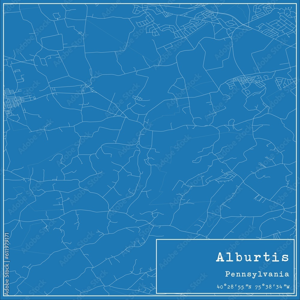 Blueprint US city map of Alburtis, Pennsylvania.