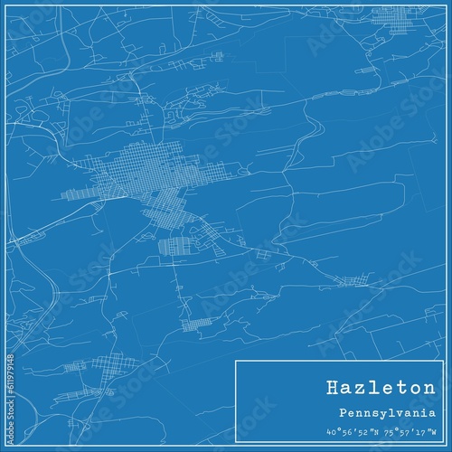 Blueprint US city map of Hazleton, Pennsylvania.