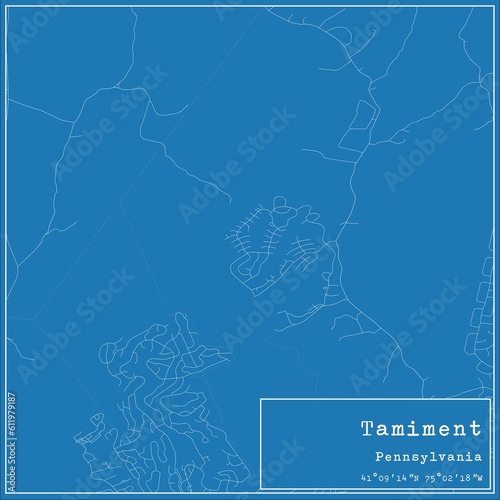 Blueprint US city map of Tamiment, Pennsylvania.