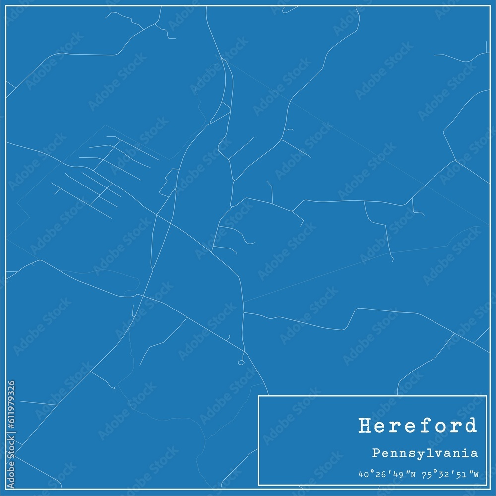 Blueprint US city map of Hereford, Pennsylvania.