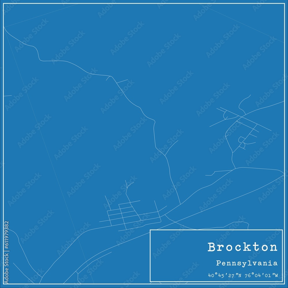 Blueprint US city map of Brockton, Pennsylvania.