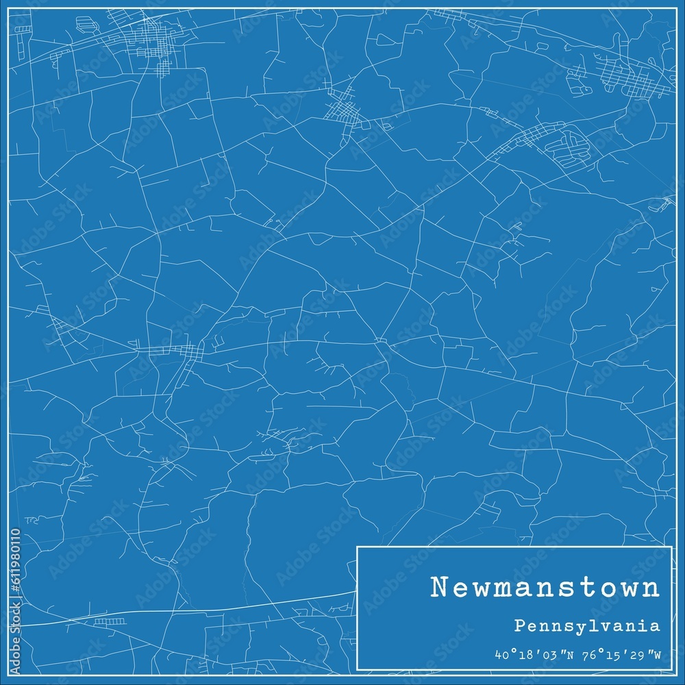 Blueprint US city map of Newmanstown, Pennsylvania.