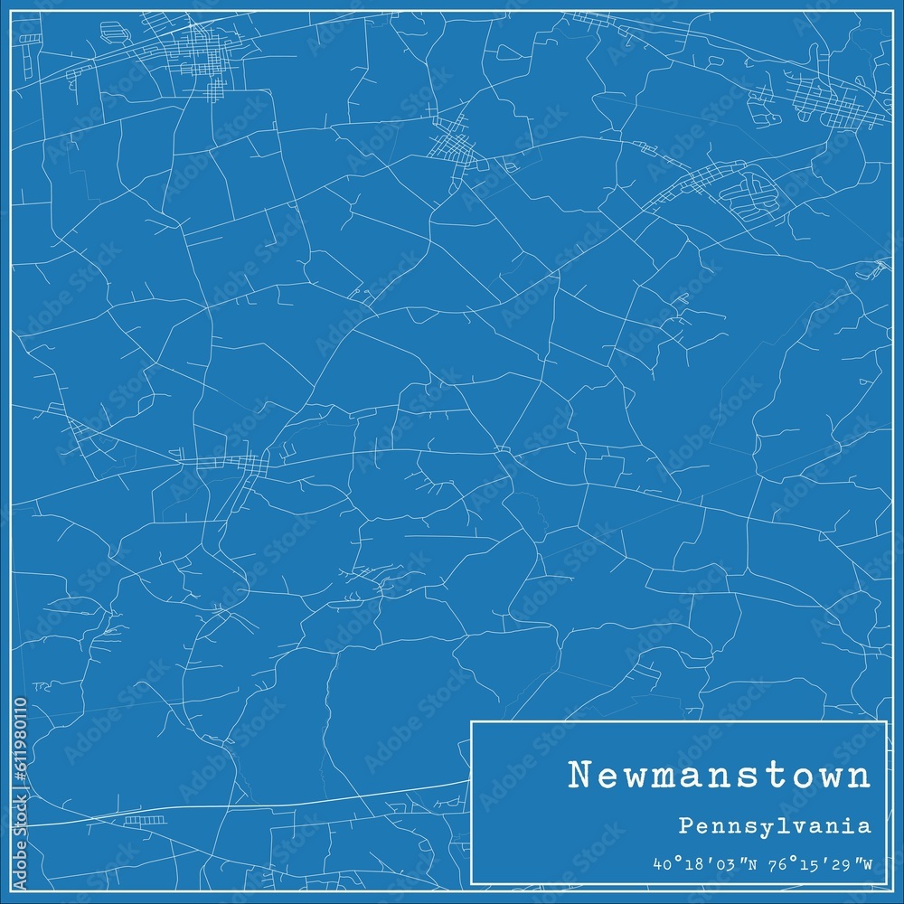 Fototapeta premium Blueprint US city map of Newmanstown, Pennsylvania.