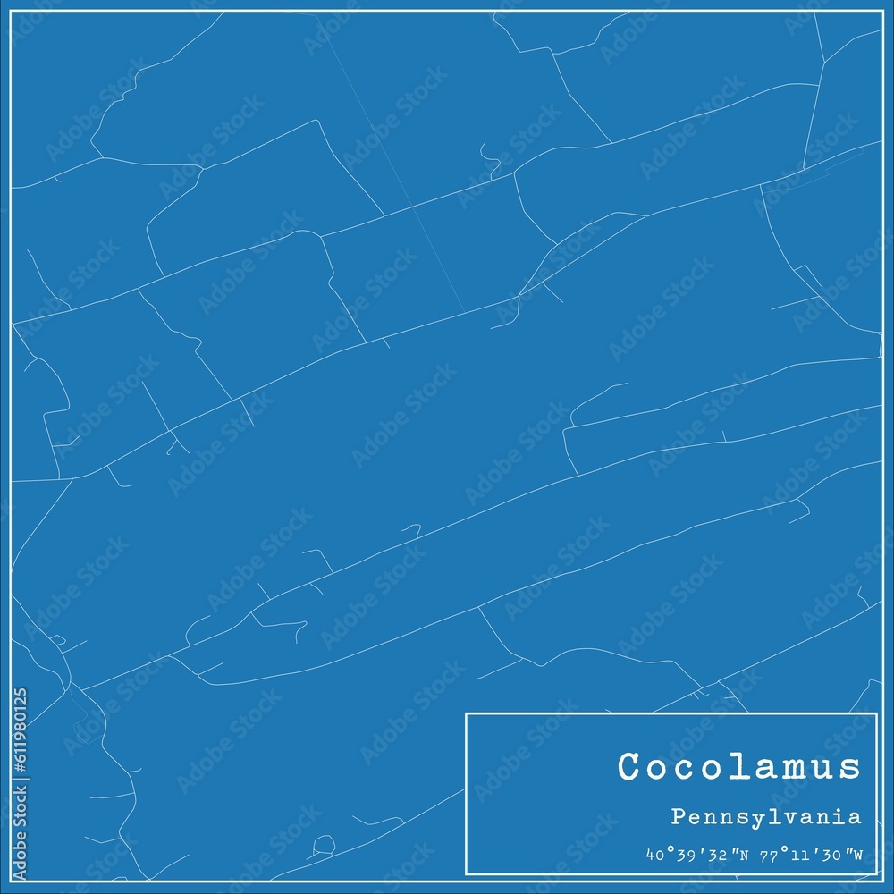 Blueprint US city map of Cocolamus, Pennsylvania.