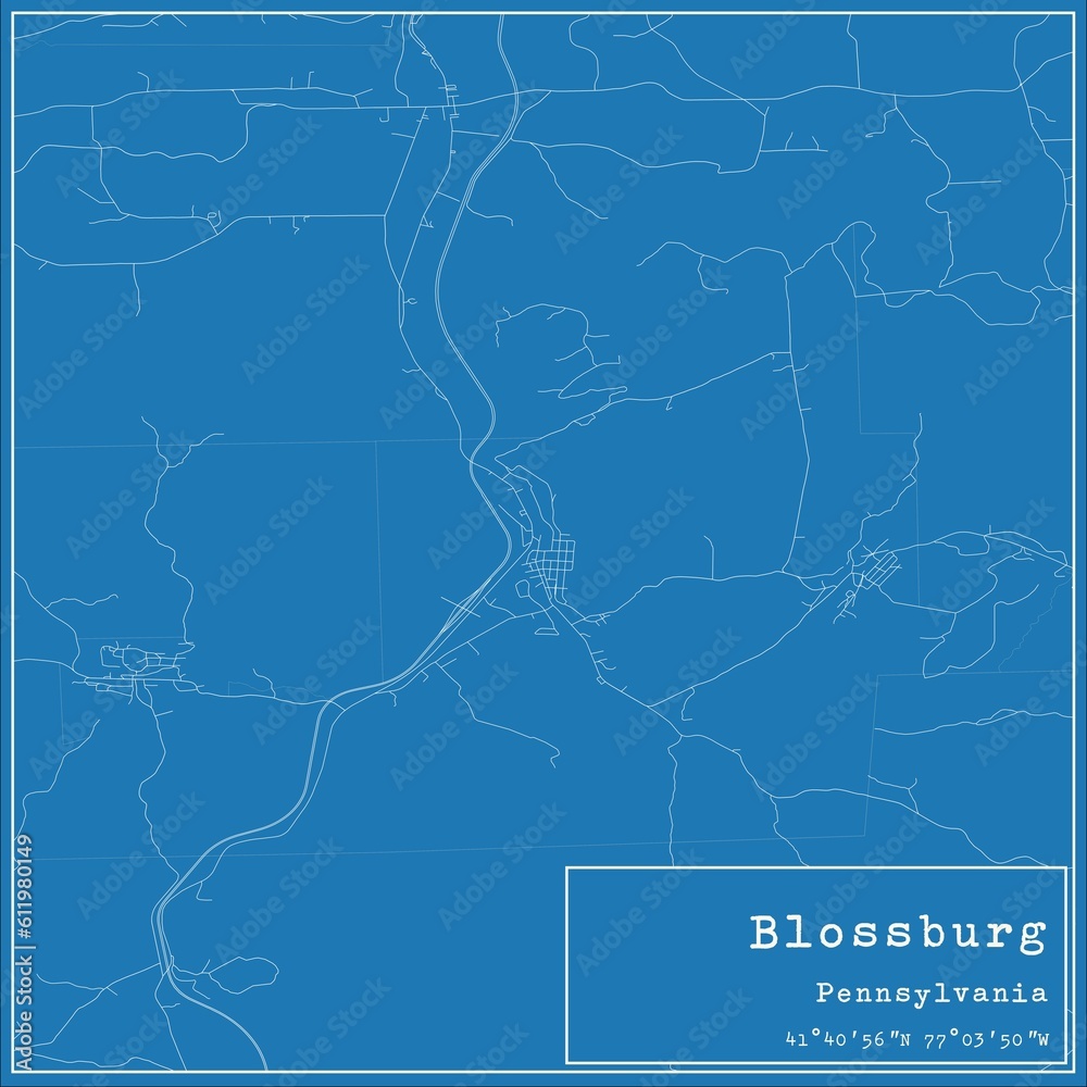 Fototapeta mapa świata dla dzieci Blueprint US city map of Blossburg