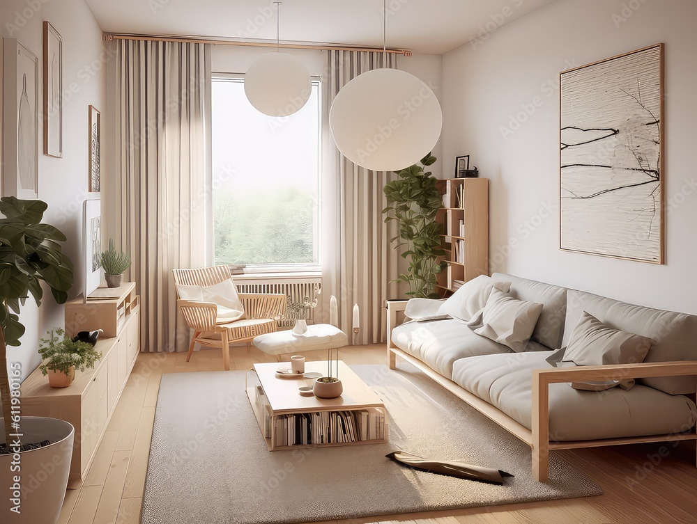 Fototapeta premium An detailed interior design idea for a modern new living room including texture and color samples high end wallpaper magazine