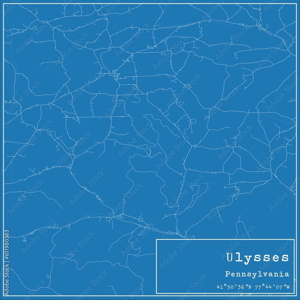 Blueprint US city map of Ulysses, Pennsylvania. Blueprint US city map of Ulysses, Pennsylvania.