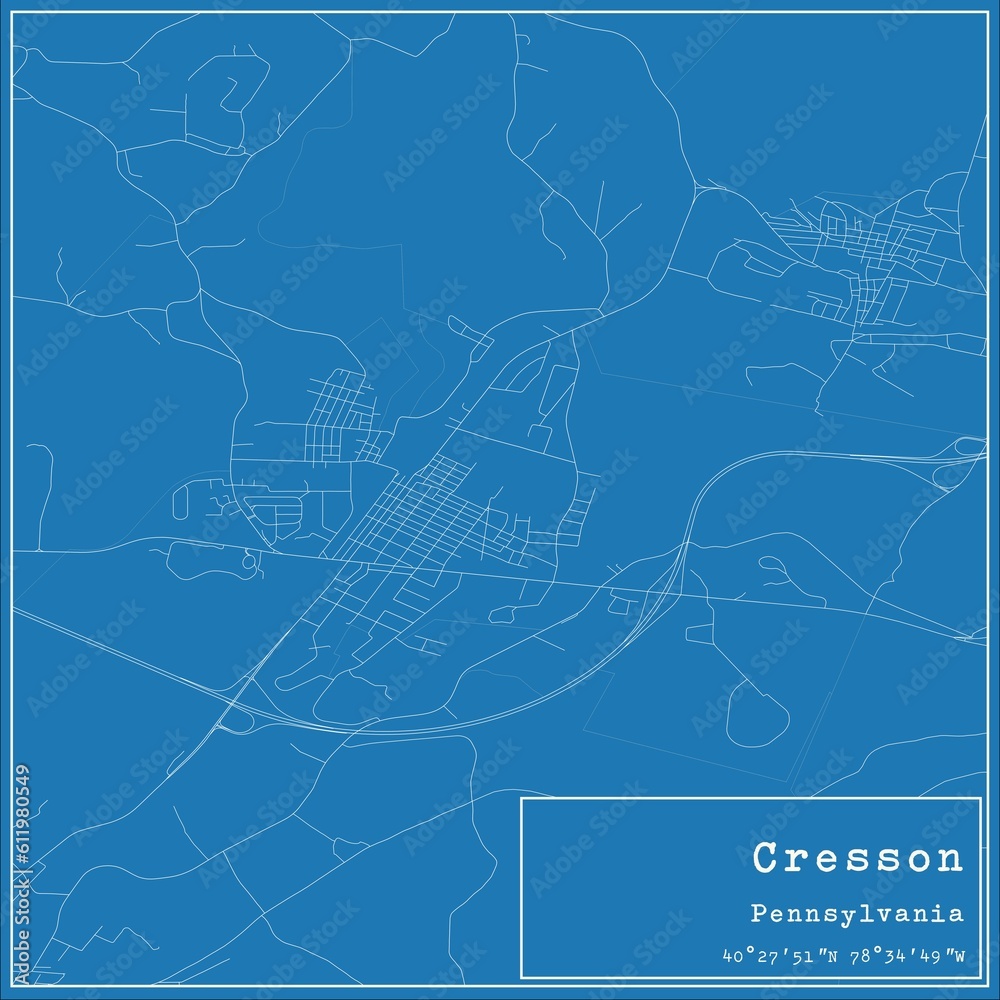 Blueprint US city map of Cresson, Pennsylvania.
