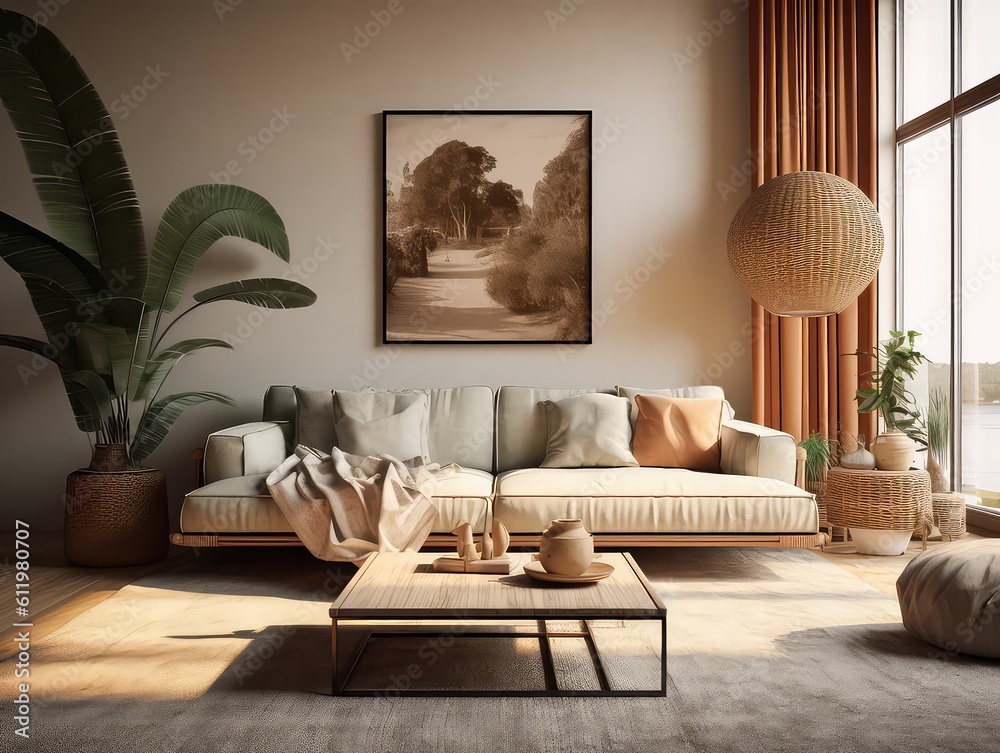 An detailed interior design idea for a modern new living room including ...