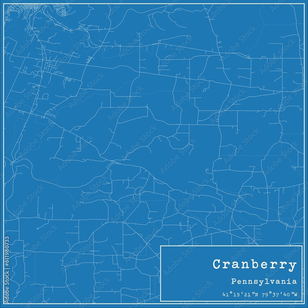 Blueprint US city map of Cranberry, Pennsylvania. Blueprint US city map of Cranberry, Pennsylvania.