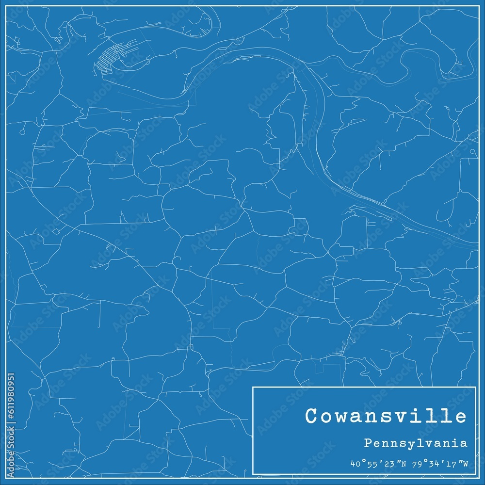 Fototapeta Blueprint US city map of Cowansville, Pennsylvania.