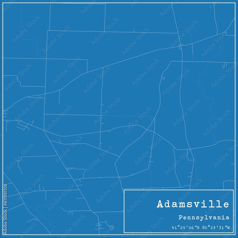 Blueprint US city map of Adamsville, Pennsylvania. Blueprint US city map of Adamsville, Pennsylvania.