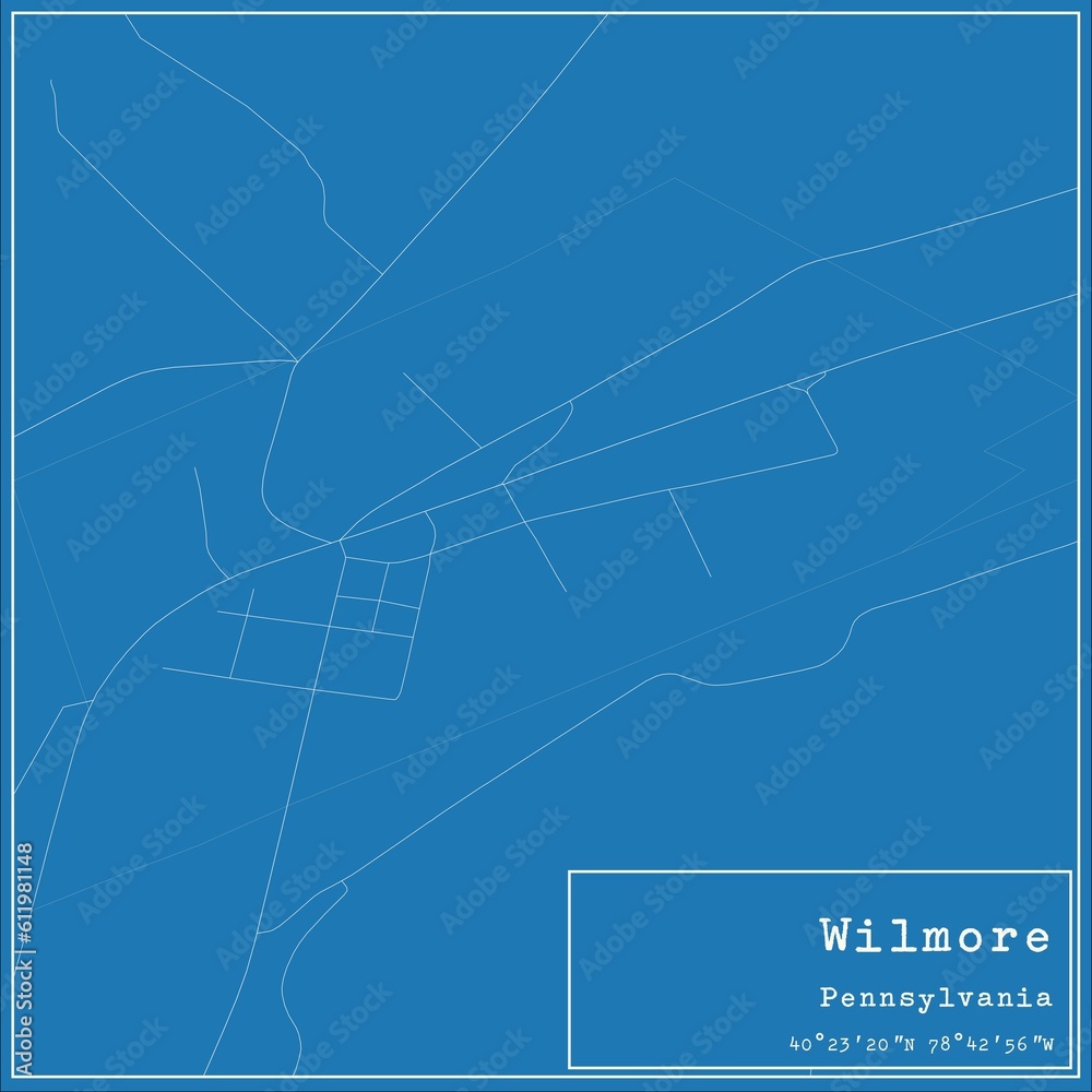 Blueprint US city map of Wilmore, Pennsylvania.