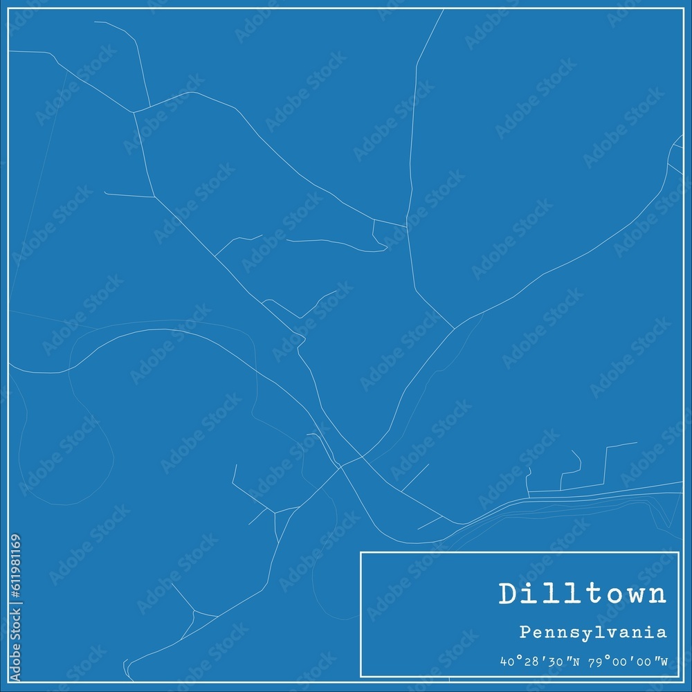 Blueprint US city map of Dilltown, Pennsylvania.