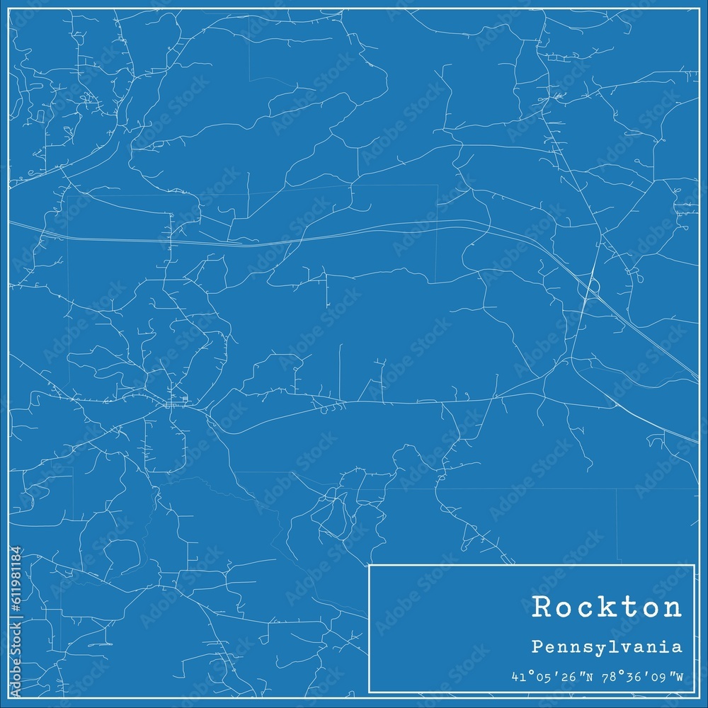 Blueprint US city map of Rockton, Pennsylvania.