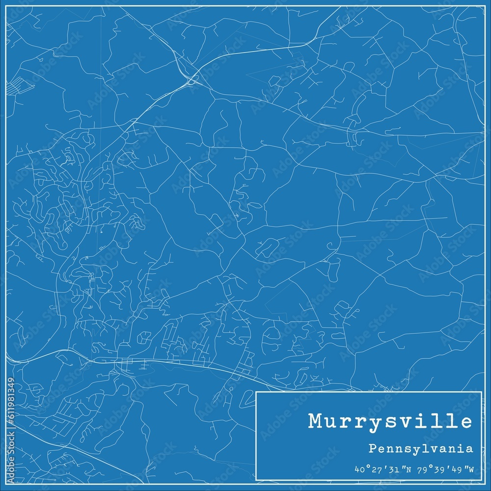 Blueprint US city map of Murrysville, Pennsylvania.