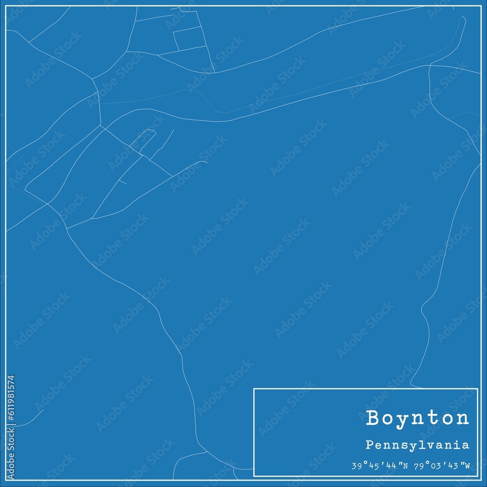 Blueprint US city map of Boynton, Pennsylvania.