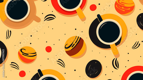 cup of coffee pattern background created with Generative Ai