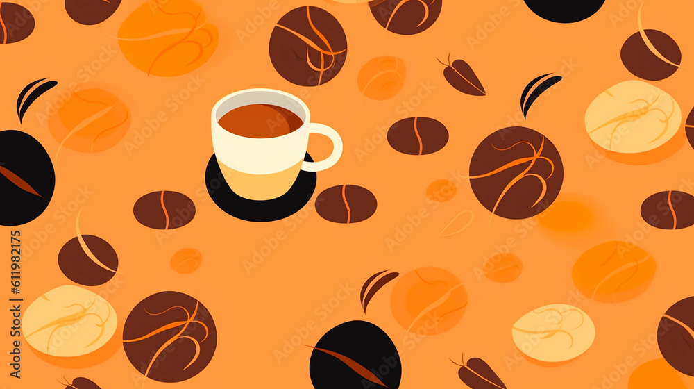 Obraz premium cup of coffee pattern background created with Generative Ai