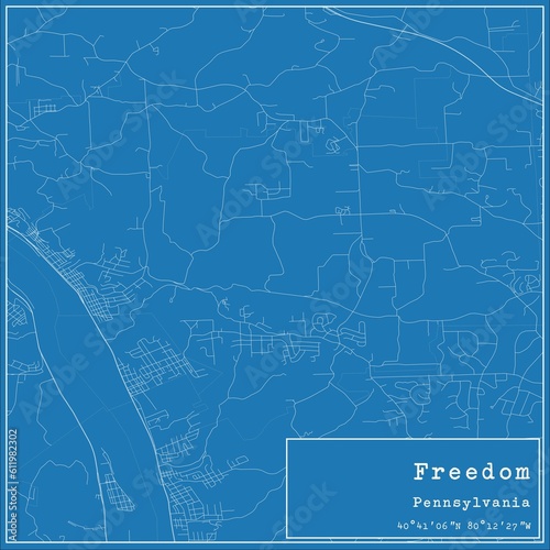 Blueprint US city map of Freedom, Pennsylvania.