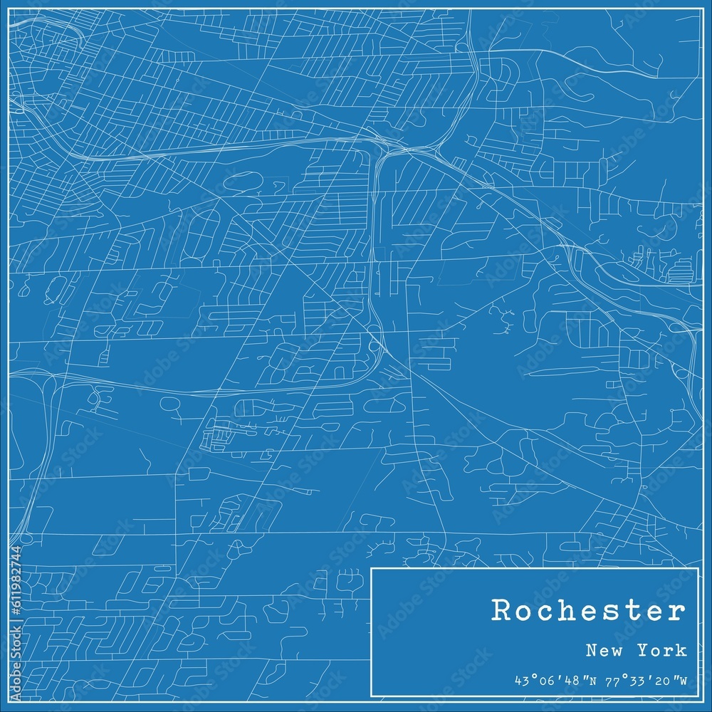 Fototapeta mapa świata dla dzieci Blueprint US city map of Rochester ...