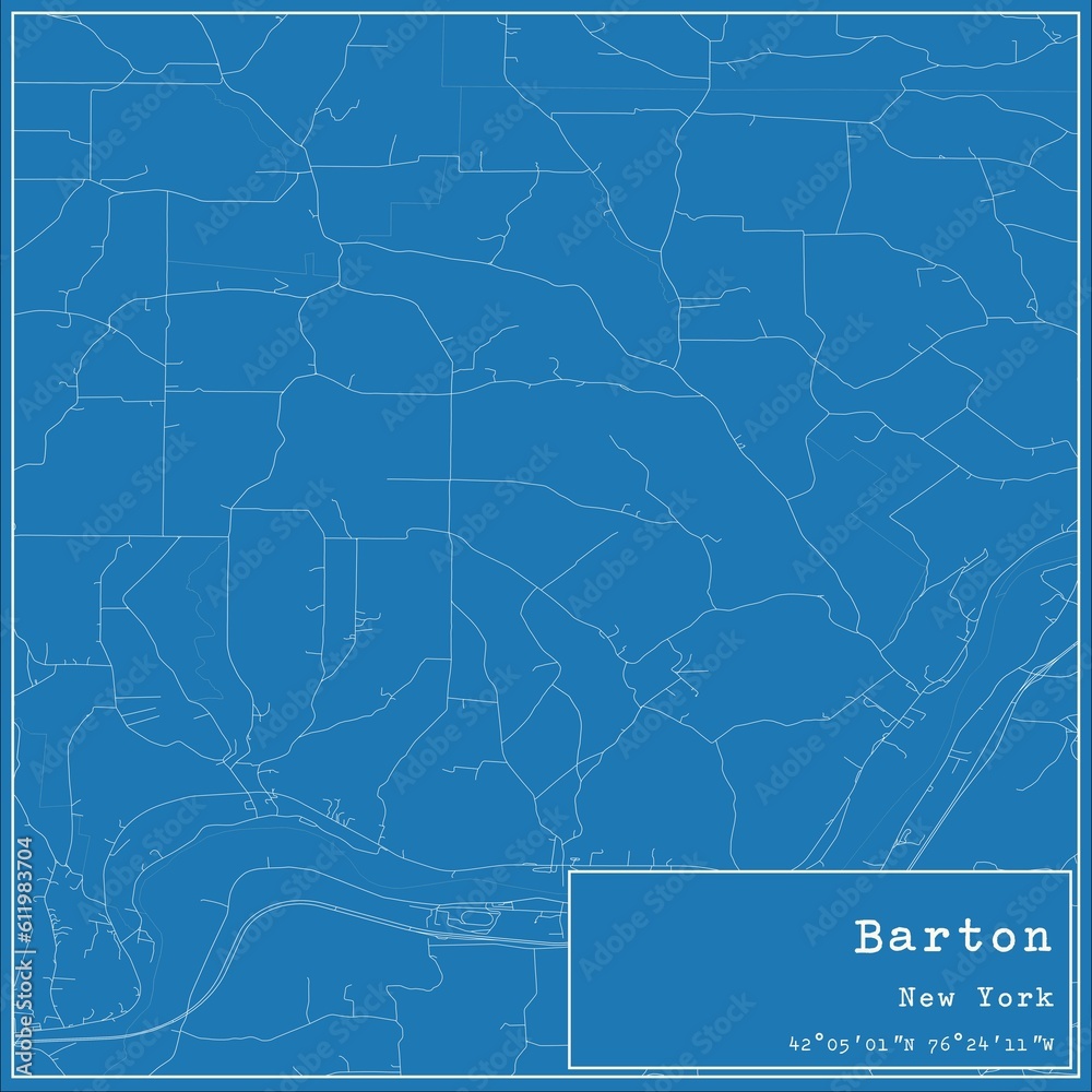 Blueprint US city map of Barton, New York. Stock Illustration Adobe Stock