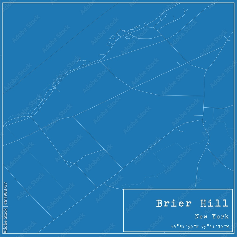 Blueprint US city map of Brier Hill, New York.