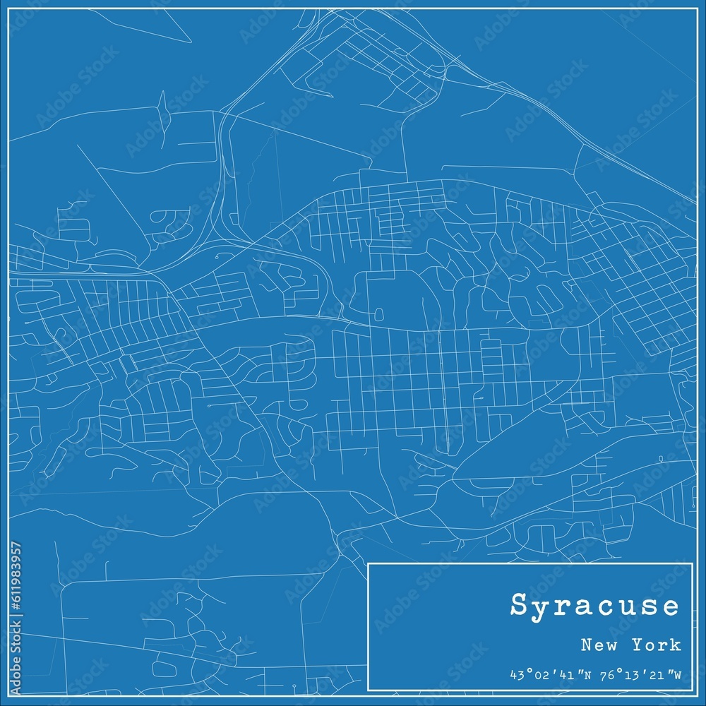 Blueprint US city map of Syracuse, New York. Blueprint US city map of Syracuse, New York.