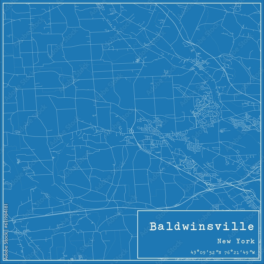 Blueprint US city map of Baldwinsville, New York.