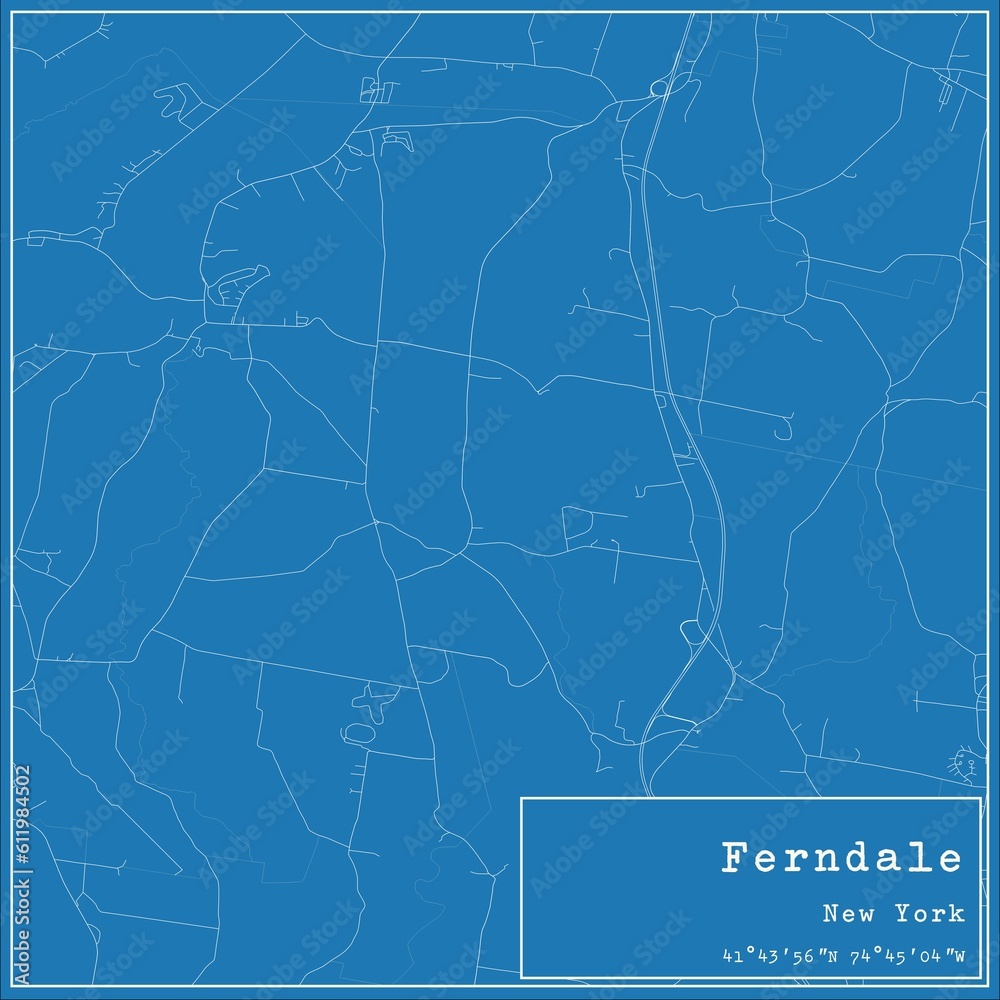 Blueprint US city map of Ferndale, New York. Blueprint US city map of Ferndale, New York.