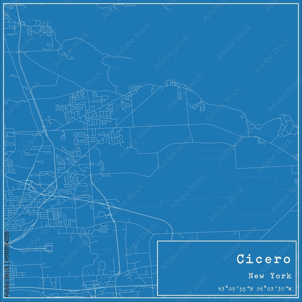 Fototapeta mapa świata dla dzieci Blueprint US city map of Cicero, New