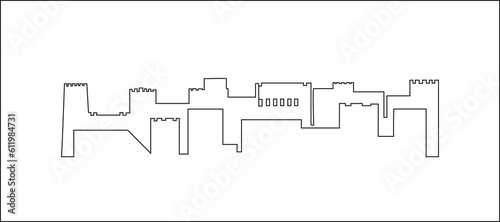 Continuous line drawing of Oman skyline vector illustration