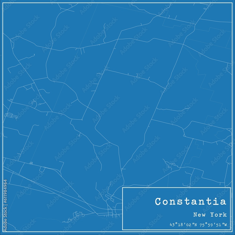 Blueprint US city map of Constantia, New York.