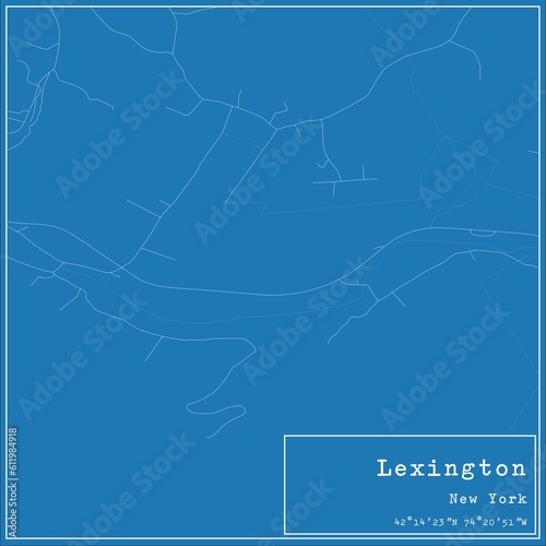 Blueprint US city map of Lexington  New York.