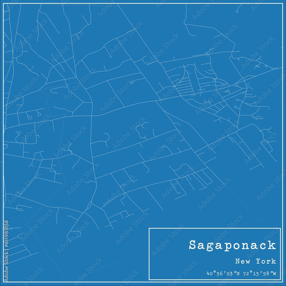 Blueprint US city map of Sagaponack, New York.