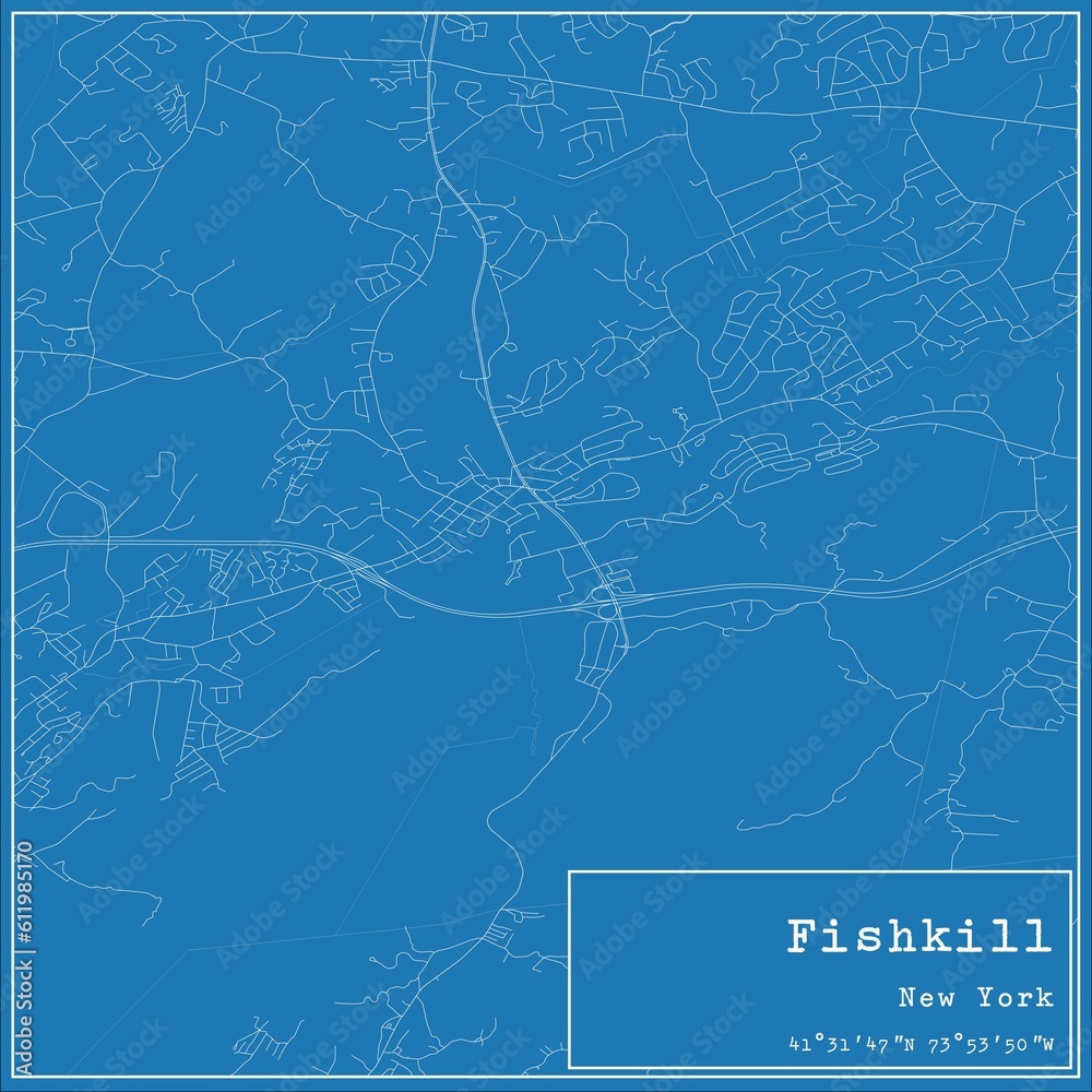 Blueprint US city map of Fishkill, New York. Blueprint US city map of Fishkill, New York.