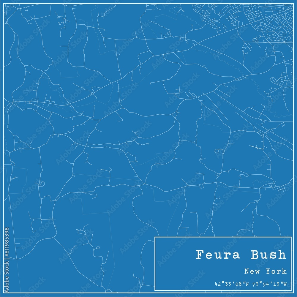 Blueprint US city map of Feura Bush, New York.
