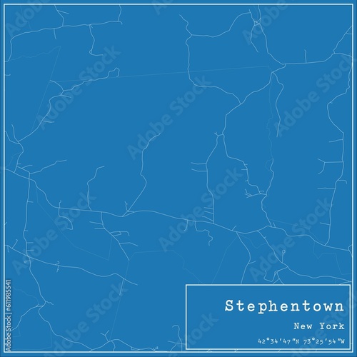 Blueprint US city map of Stephentown, New York.