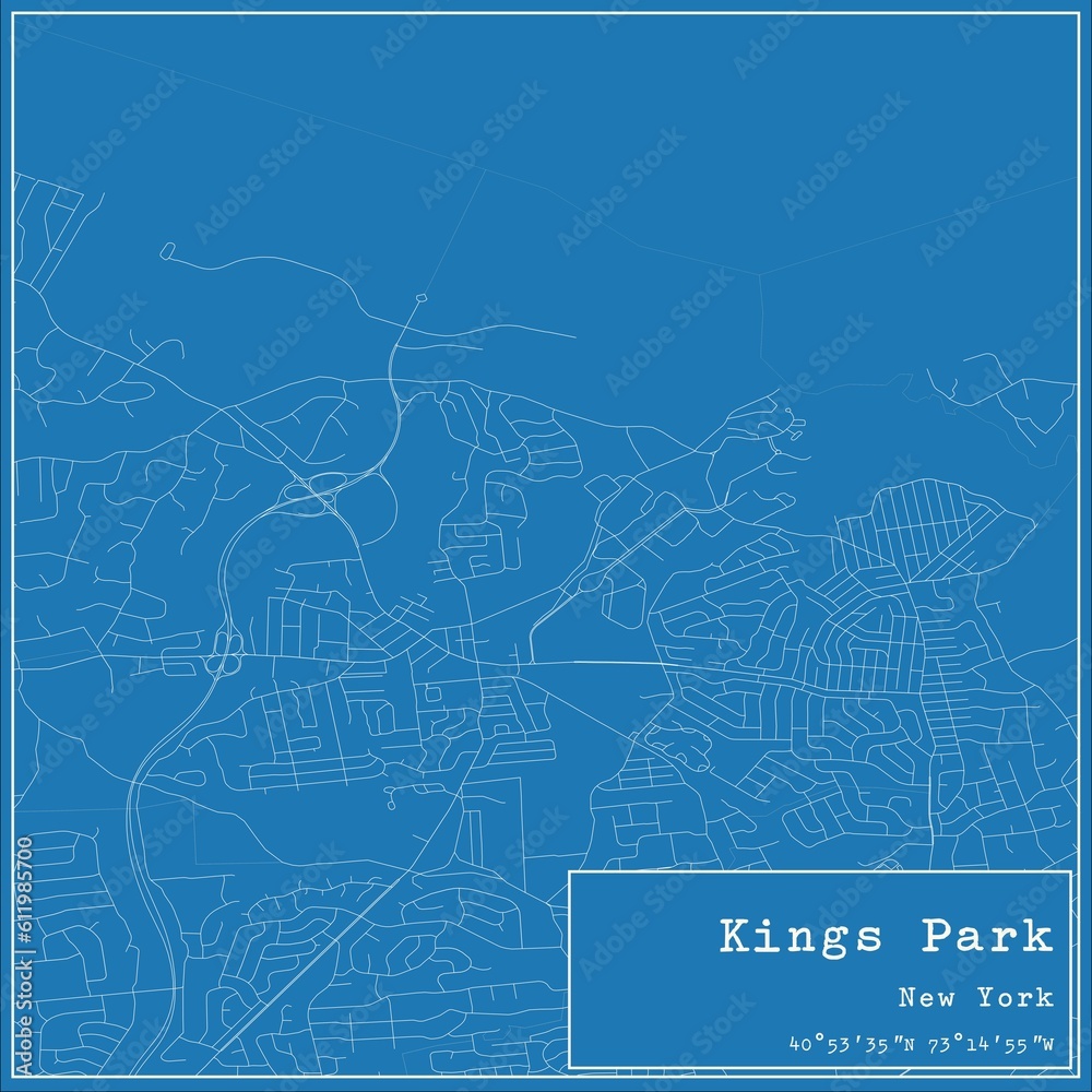 Blueprint US city map of Kings Park, New York. Blueprint US city map of Kings Park, New York.