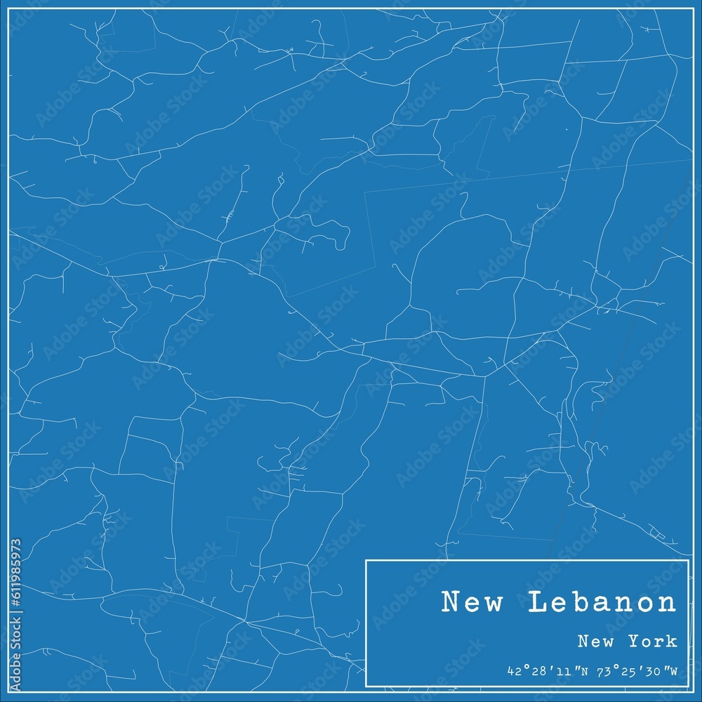 Blueprint US city map of New Lebanon, New York.