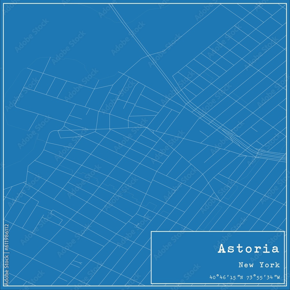 Blueprint US city map of Astoria, New York. Blueprint US city map of Astoria, New York.